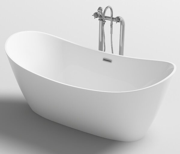 BPS-koupelny Volně stojící akrylátová vana HYD-RIC513A 150x75 bílá, odtokový komplet chrom