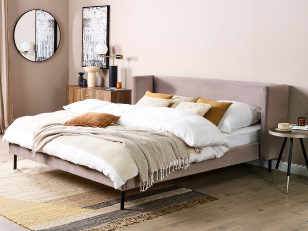 Postel Umělý samet ARETTE 180 x 200 cm Taupe