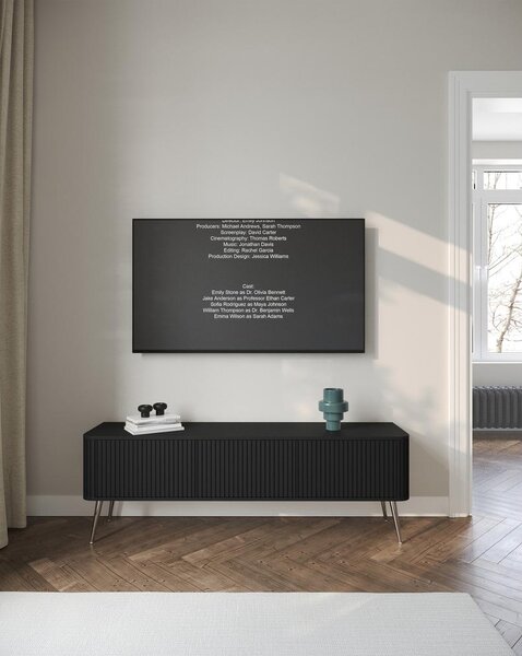 TV skříňka/stolek Oglio O5 (černá + stříbrná)