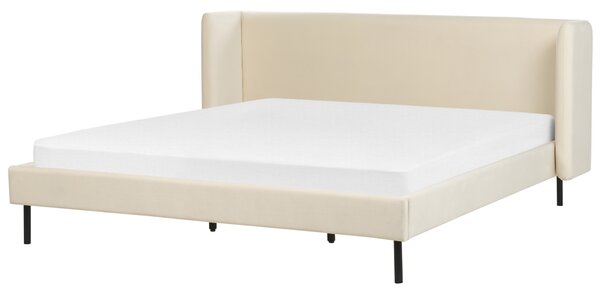 Sametová postel 180 x 200 cm béžová ARETTE