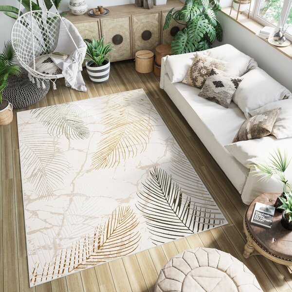 Makro Abra Kusový koberec GOLDEN NA37E Listy krémový vícebarevný Rozměr: 80x150 cm