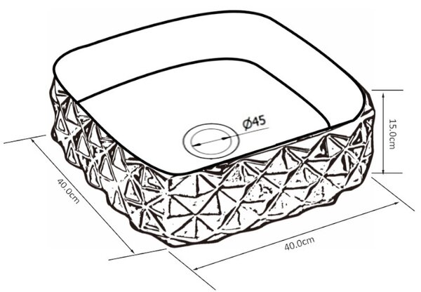 BPS-koupelny Keramické umyvadlo na desku HYD-PL-MTB-400 40x40 cm, černé matné