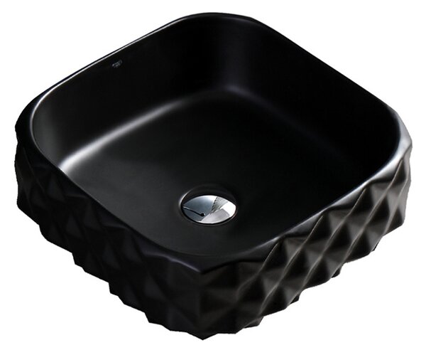 BPS-koupelny Keramické umyvadlo na desku HYD-PL-MTB-400 40x40 cm, černé matné