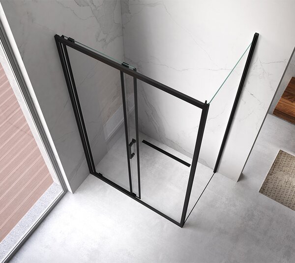 BPS-koupelny Obdélníkový sprchový kout HYD-OK103A 100x80 černý/transparent + vanička HYD-OSV-SXL03C černá
