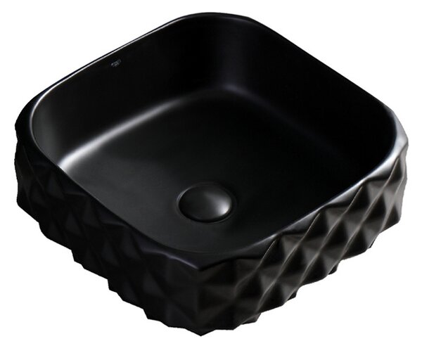 BPS-koupelny Keramické umyvadlo na desku HYD-PL-MTB-400 40x40 cm, černé matné