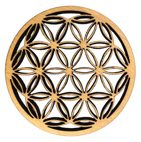AMADEA Dřevěný podtácek kulatý mandala, masivní dřevo, průměr 10,5 cm
