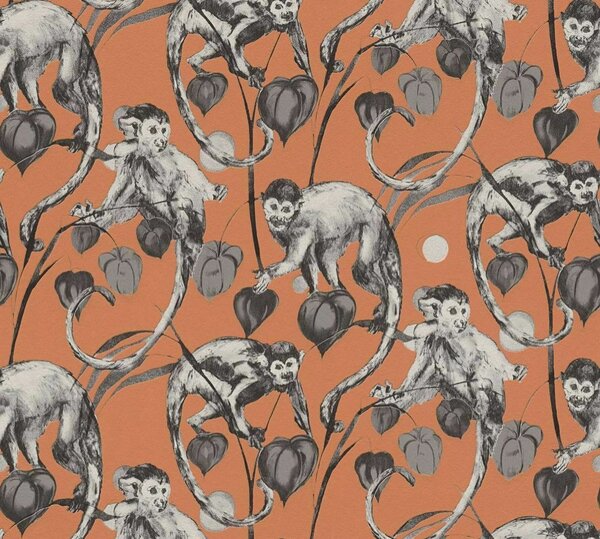 A.S. Création | Vliesová tapeta na zeď Michalsky 4 37982-4 | 0,53 x 10,05 m | oranžová, šedá