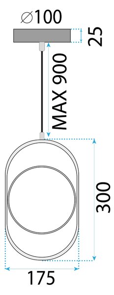 Toolight Toolight, LED závěsné svítidlo 18W, 4000K, APP1554-CP, černá, OSW-05662