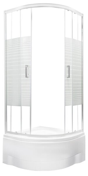 Novoterm Čtvrtkruhový sprchový kout NV-Madera 80x80 chrom/potisk + vanička vysoká