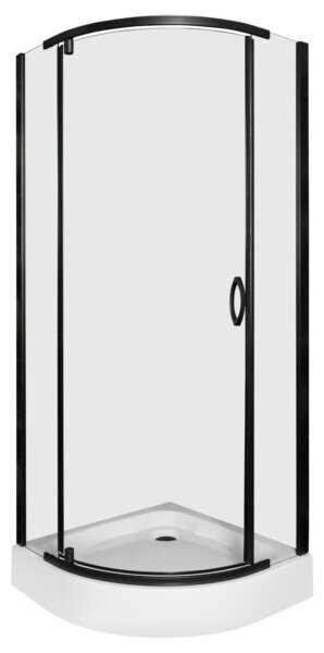 Novoterm Čtvrtkruhový sprchový kout NV-Splash 80x80 černá/transparent + vanička