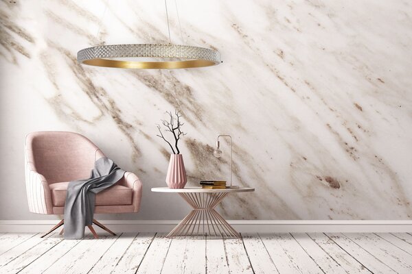 Toolight Toolight, LED křišťálové závěsné svítidlo 60x60 cm APP1203-CP, zlatá, OSW-04592