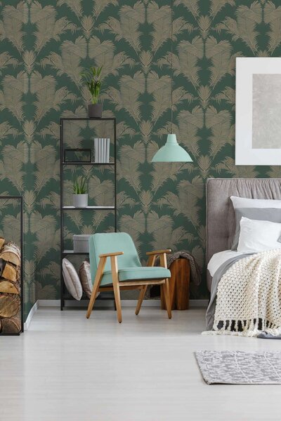 A.S. Création | Vliesová tapeta na zeď Trendwall 2 37959-5 | 0,53 x 10,05 m | zelená, metalická