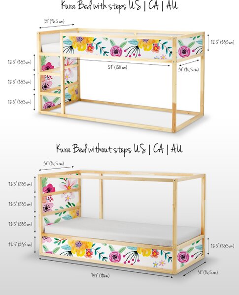 Samolepky Ikea Kura Bed Květina v živých barvách