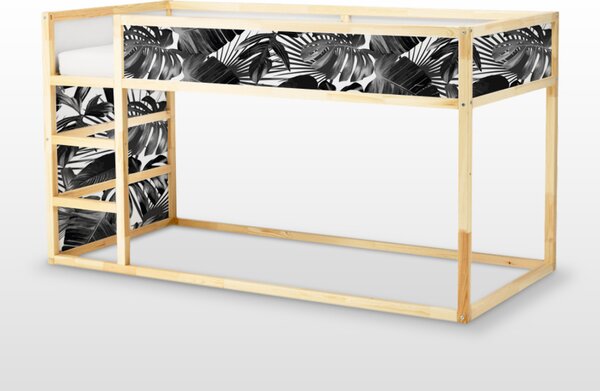 Samolepky Ikea Kura Bed Černá a bílá tropická houštička