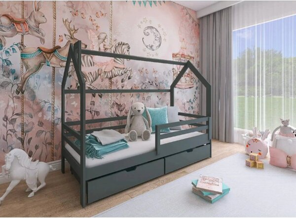 Legno Dětská postel ve tvaru domku Lilly grafit Rozměr (cm): 80x160