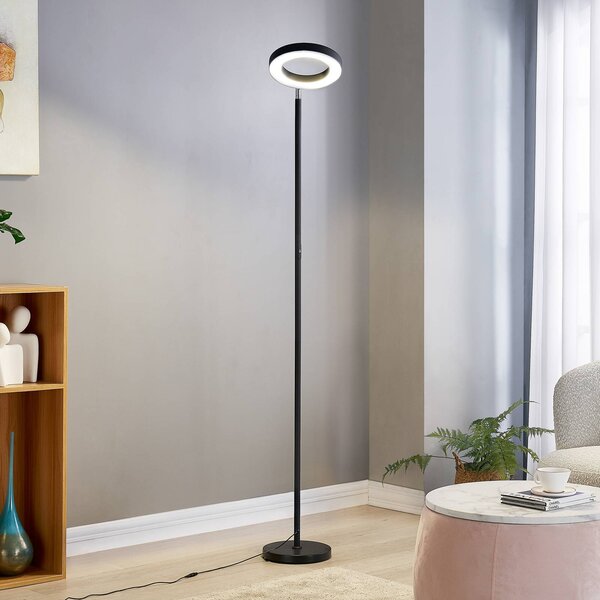 Lindby Smart LED stojací lampa Cilian, RGBW, ZigBee, Hue, stmívatelný, Černá, Obývací pokoj / jídelna, kov, Moderní