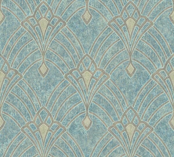 A.S. Création | Vliesová tapeta na zeď Mata Hari 38094-2 | 0,53 x 10,05 m | modrá, zlatá