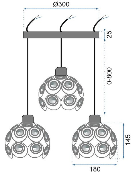 Toolight Moderní závěsná křišťálová lampa APP209-3CPR