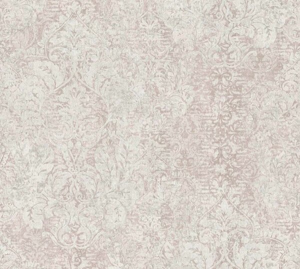 A.S. Création | Vliesová tapeta na zeď Mata Hari 38093-3 | 0,53 x 10,05 m | bílá, metalická, růžová
