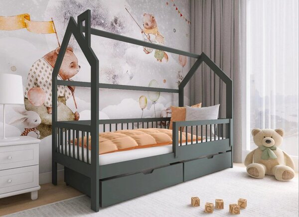 Legno Dětská postel ve tvaru domku Rakos grafit Rozměr (cm): 80x160
