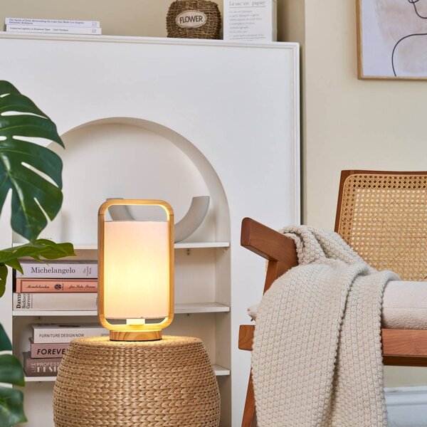 Pauleen Woody Charm stolní lampa z tkaniny a dřeva, Světlé dřevo, Obývací pokoj / jídelna, Dřevo, Young lifestyle
