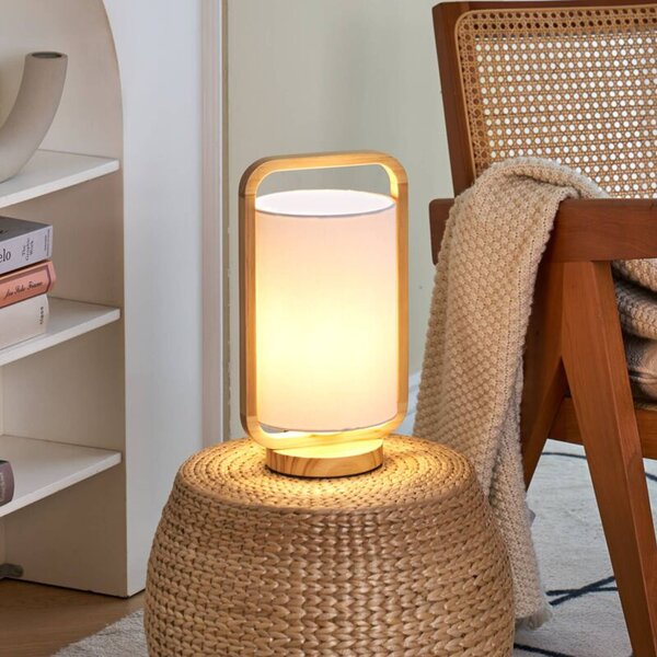 Pauleen Woody Charm stolní lampa z tkaniny a dřeva, Světlé dřevo, Obývací pokoj / jídelna, Dřevo, Young lifestyle