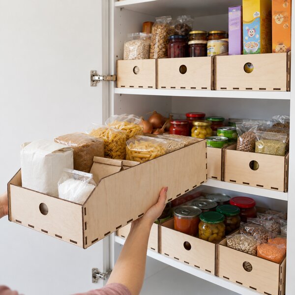 Usporadejto.cz Úložný box, dřevěný 20x50x12cm - do spíže i do skříně VASKY20