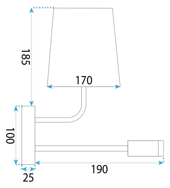 Toolight Toolight, nástěnné svítidlo LED 3W+1xE27 APP1610-2W, černá, OSW-01593