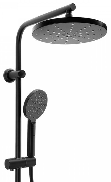 Erga Dubaj, sprchový set s baterií a hlavovou sprchou 23 cm, černá matná, ERG-YKA-BP.DUBAJ23-BLK