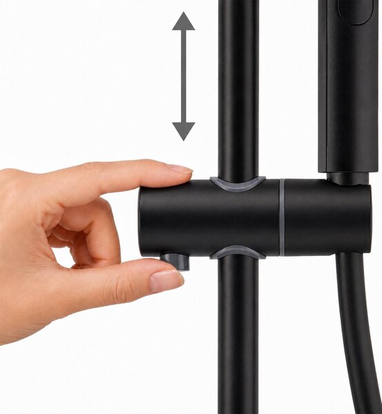 Erga Dubaj, sprchový set s baterií a hlavovou sprchou 23 cm, černá matná, ERG-YKA-BP.DUBAJ23-BLK