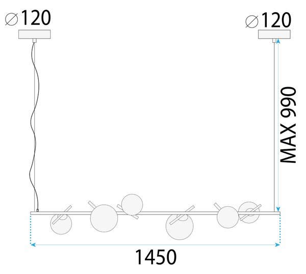 Toolight Toolight, stropní svítidlo 145cm 6xG9 APP1664-6CP, zlatá-bílá, OSW-05705