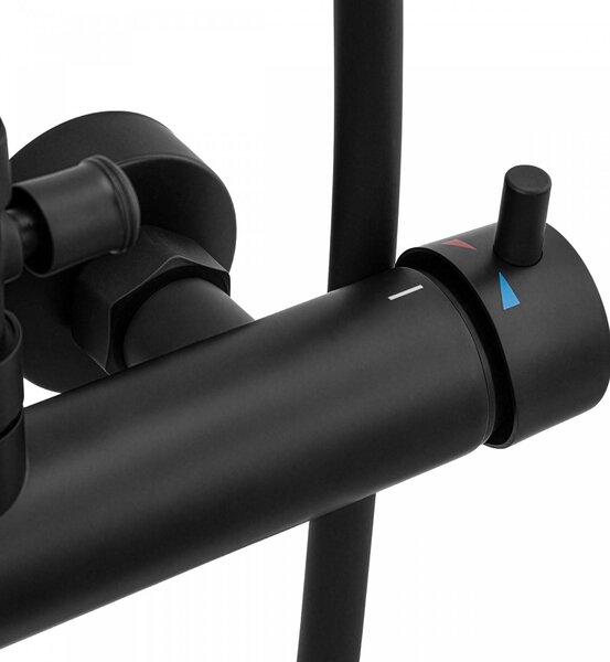 Erga Dubaj, sprchový set s baterií a hlavovou sprchou 23 cm, černá matná, ERG-YKA-BP.DUBAJ23-BLK