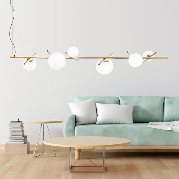 Toolight Toolight, stropní svítidlo 145cm 6xG9 APP1664-6CP, zlatá-bílá, OSW-05705