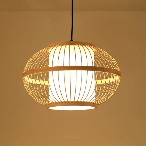 Toolight Natural, závěsné stropní svítidlo 50cm 1xE27 APP1632-1CP, přírodní hnědá-bílá, OSW-05144