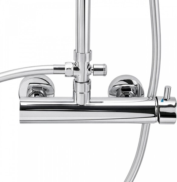 Erga Dubaj, sprchový set s baterií a hlavovou sprchou 23 cm, chromová, ERG-YKA-BP.DUBAJ23-CHR