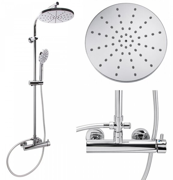 Erga Dubaj, sprchový set s baterií a hlavovou sprchou 23 cm, chromová, ERG-YKA-BP.DUBAJ23-CHR