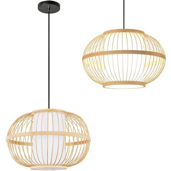 Toolight Natural, závěsné stropní svítidlo 50cm 1xE27 APP1632-1CP, přírodní hnědá-bílá, OSW-05144