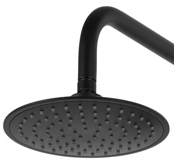 Erga Mutabi, sprchový set s baterií, hlavovou sprchou 20×20 cm a výtokem, černá matná, ERG-YKA-BP.MUTABI-20-BLK