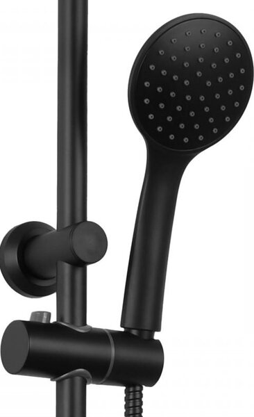Erga Mutabi, sprchový set s baterií, hlavovou sprchou 20×20 cm a výtokem, černá matná, ERG-YKA-BP.MUTABI-20-BLK