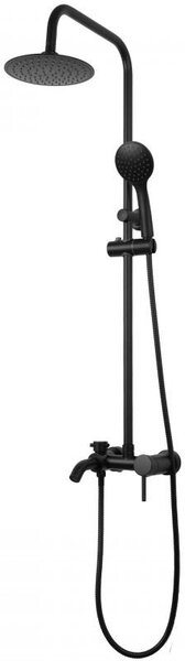 Erga Mutabi, sprchový set s baterií, hlavovou sprchou 20×20 cm a výtokem, černá matná, ERG-YKA-BP.MUTABI-20-BLK