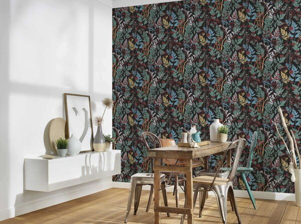 A.S. Création | Vliesová tapeta na zeď AP Floral Impression 37751-1 | 0,53 x 10,05 m | vícebarevná, černá