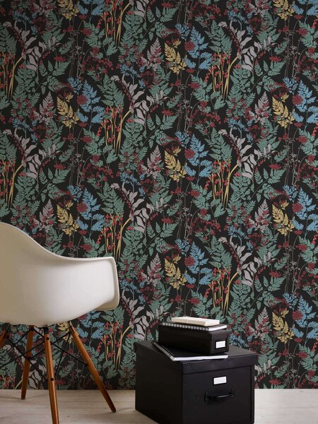A.S. Création | Vliesová tapeta na zeď AP Floral Impression 37751-1 | 0,53 x 10,05 m | vícebarevná, černá