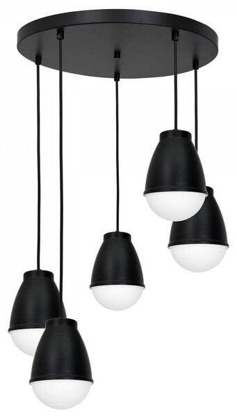 Lustr na lanku CARYON 5xE14/60W/230V černá kulatý