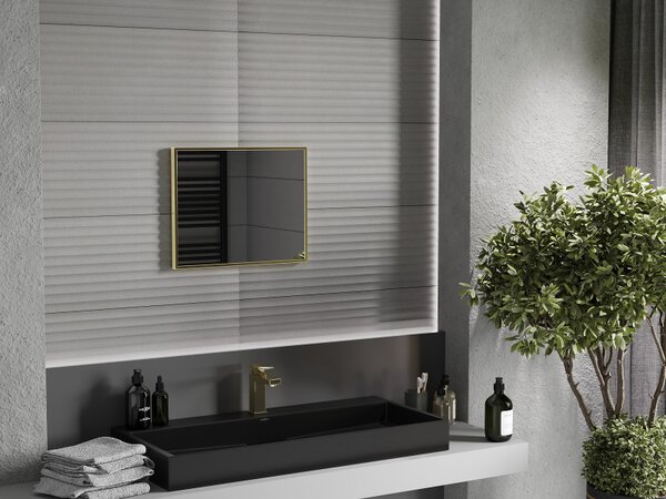 Mexen Loft, obdélníkové koupelnové zrcadlo 50 x 40 cm, barva rámu zlatá lesklá, 9852-050-040-000-50