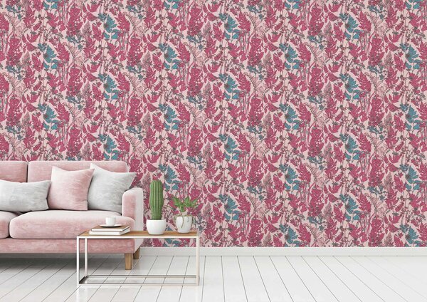 A.S. Création | Vliesová tapeta na zeď AP Floral Impression 37751-8 | 0,53 x 10,05 m | modrá, růžová