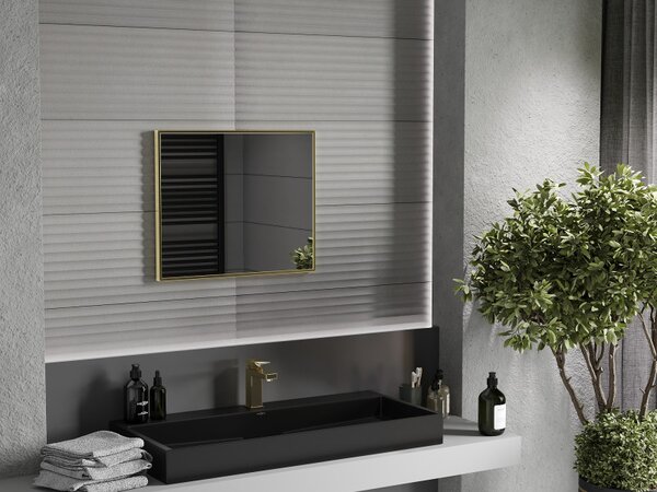 Mexen Loft, obdélníkové koupelnové zrcadlo 60 x 50 cm, barva rámu zlatá lesklá, 9852-060-050-000-50