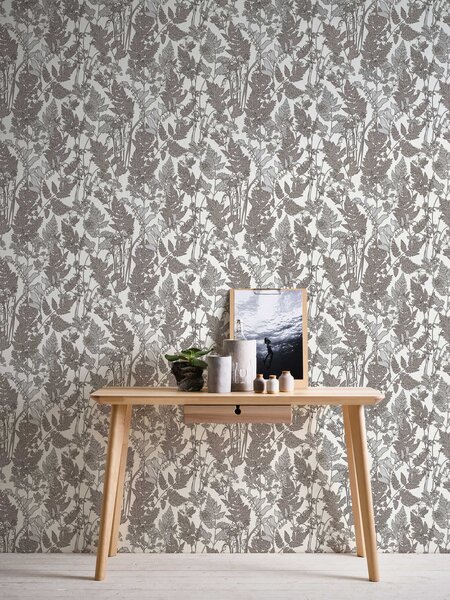 A.S. Création | Vliesová tapeta na zeď AP Floral Impression 37752-1 | 0,53 x 10,05 m | bílá, hnědá, šedá