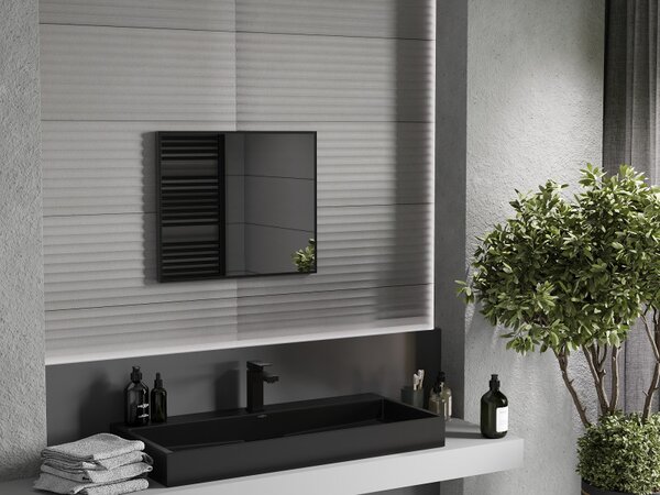 Mexen Loft, obdélníkové koupelnové zrcadlo 60 x 50 cm, barva rámu černá matná, 9852-060-050-000-70