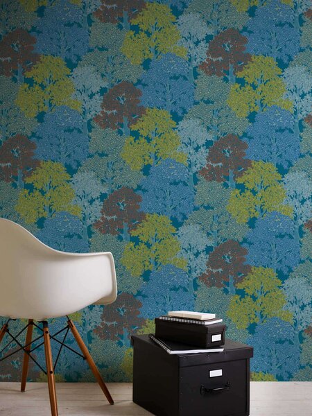 A.S. Création | Vliesová tapeta na zeď AP Floral Impression 37753-1 | 0,53 x 10,05 m | vícebarevná, modrá, žlutá