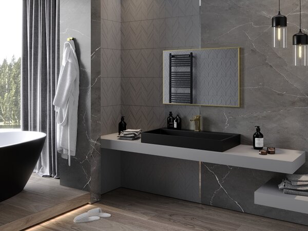 Mexen Loft, obdélníkové koupelnové zrcadlo 90 x 60 cm, barva rámu zlatá lesklá, 9852-090-060-000-50